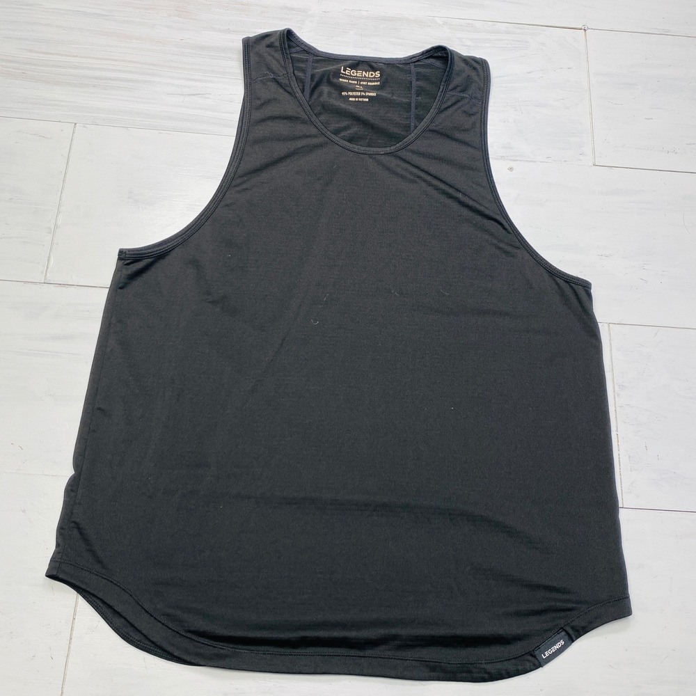 Legends Tank Top Mens XL Black Performance Stretch Workout Gym Activewear